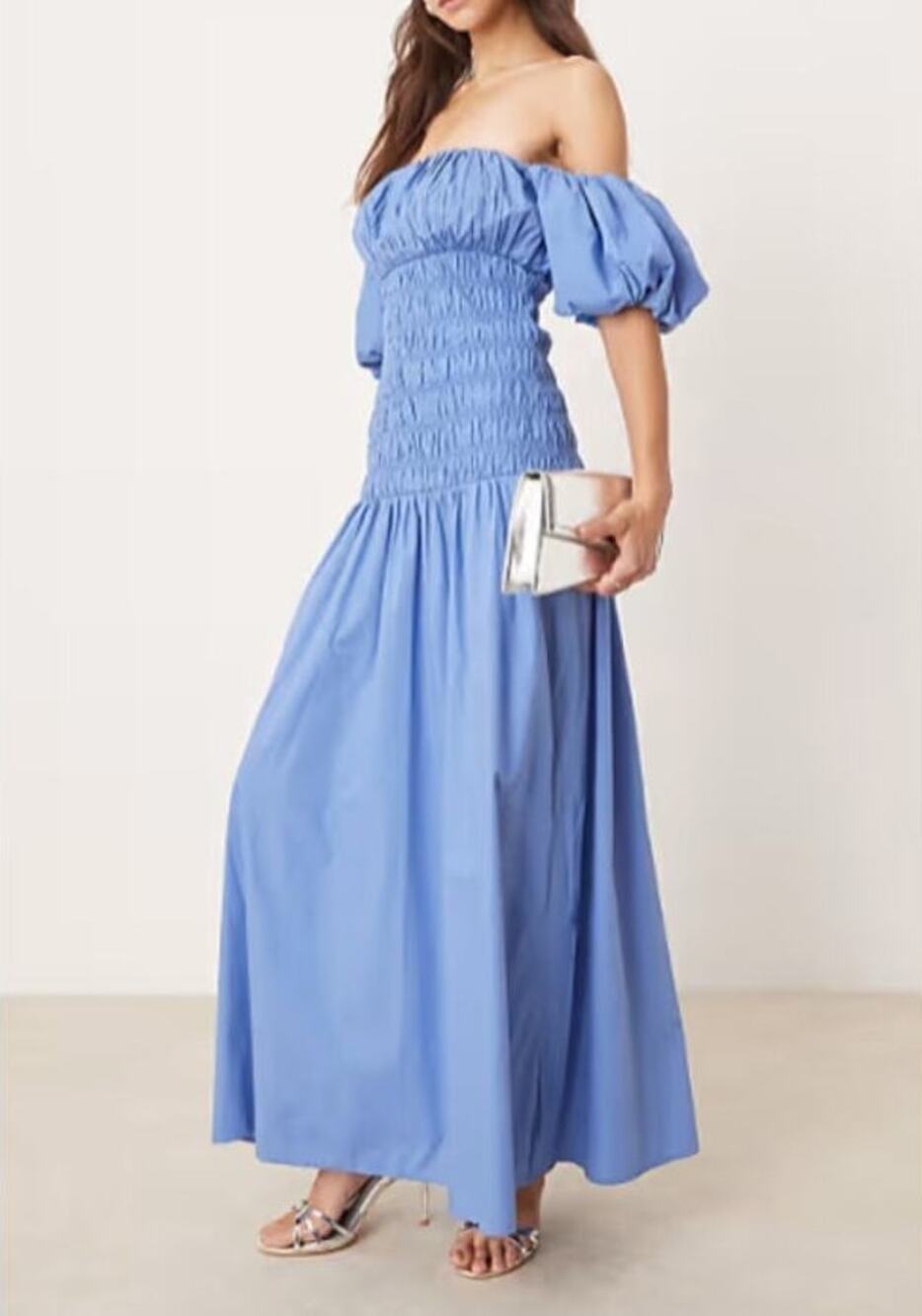 Romantic Milkmaid Peasant Puff Sleeve Smocked Maxi Dress M Abercrombie & Fitch